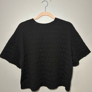 a new day Textured Black Short Sleeve Top